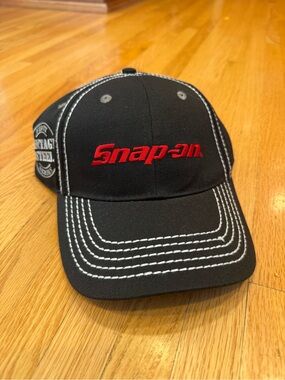 Vintage Steel Snap On Racing Black Trucker Cap with Red Logo